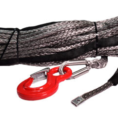 Lina syntentyczna 10mm x 28m do wyciągarki szara + hak