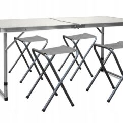 STÓŁ TURYSTYCZNY SKŁADANY 120x60cm 4 KRZESŁA, REG. WYSOKOŚĆ 55-70CM